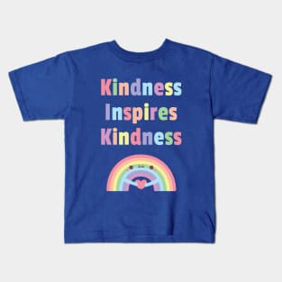 Cute Rainbow And Heart Kindness Inspires Kindness Quote Kids T-Shirt